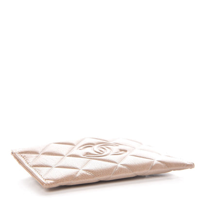 Chanel Metallic Lambskin Quilted Diamond CC Card Holder Beige 4 of 9
