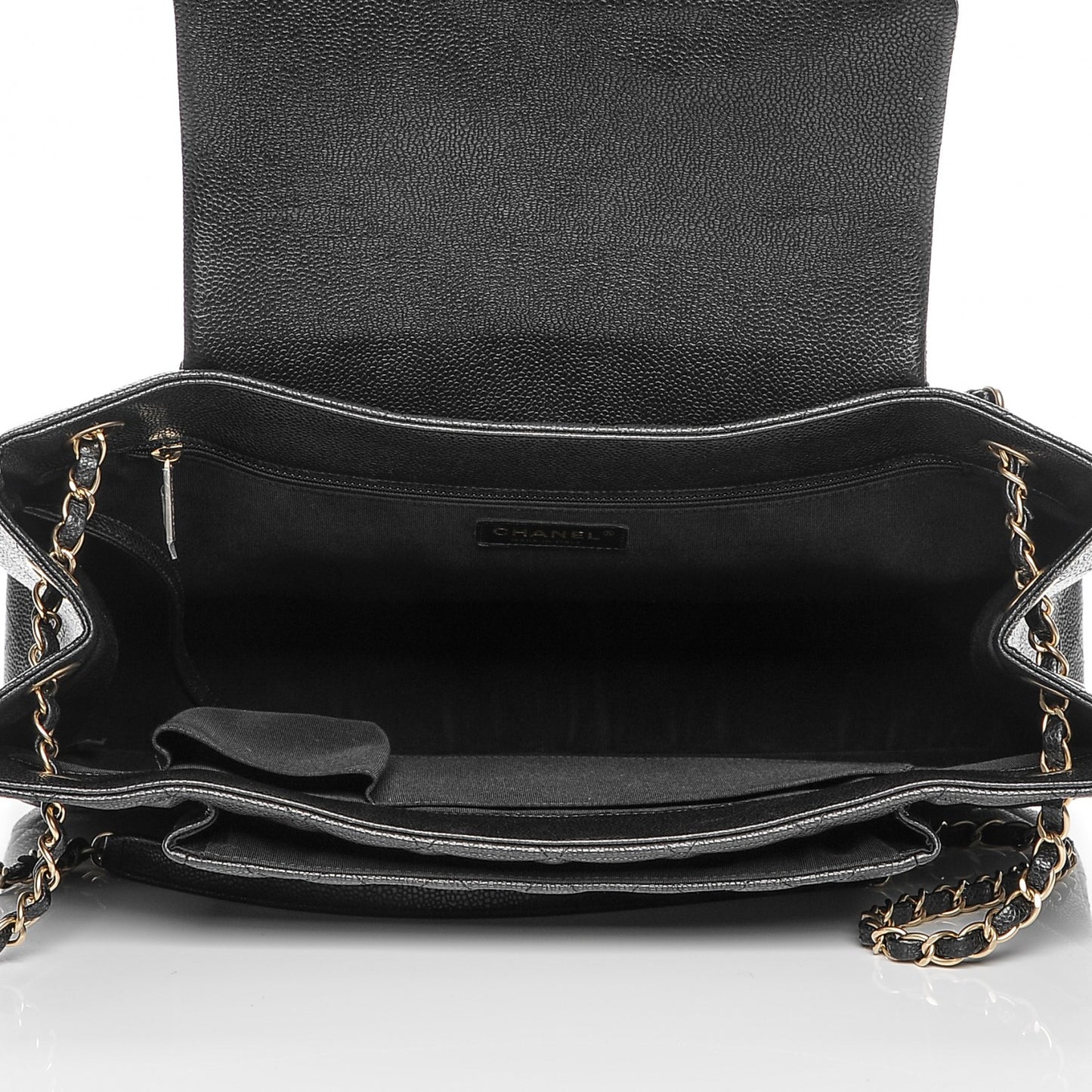 Caviar Quilted Flap Tote Black