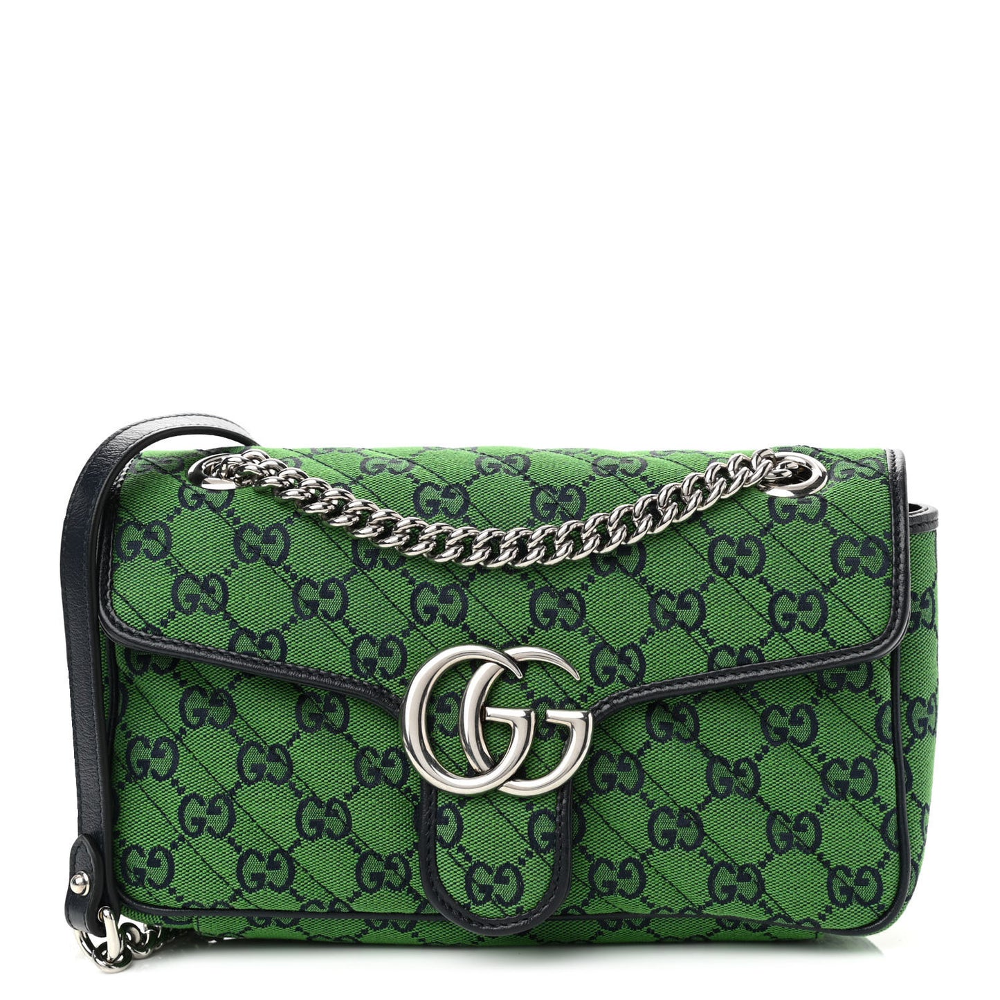 Monogram Multicolor Matelasse Diagonal Small GG Marmont Shoulder Bag Green Blue
