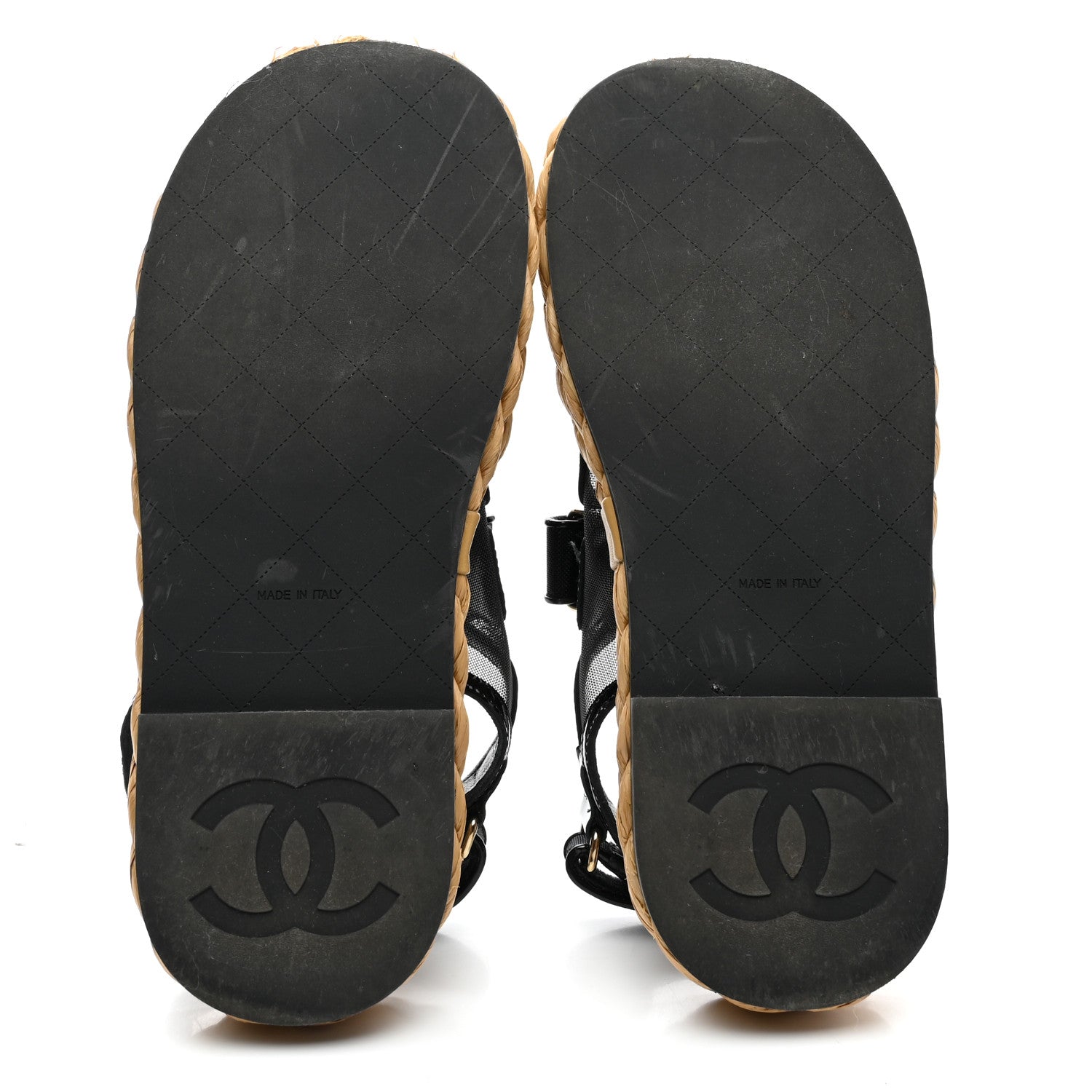 Chanel Mesh Patent Calfskin Velcro Dad Sandals 36 Black 5 of 16