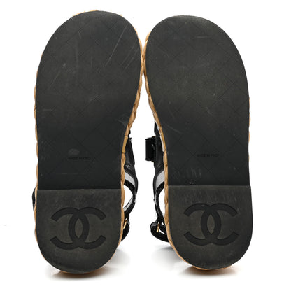 Chanel Mesh Patent Calfskin Velcro Dad Sandals 36 Black 5 of 16