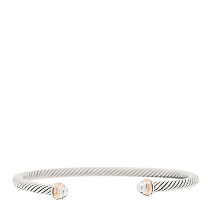David Yurman Sterling Silver 18K Rose Gold 4mm Cable Classics Bracelet 1 of 3