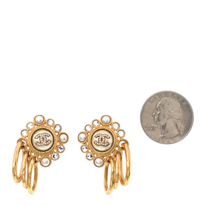 Chanel Crystal Pearl CC Earrings Gold 2 of 5