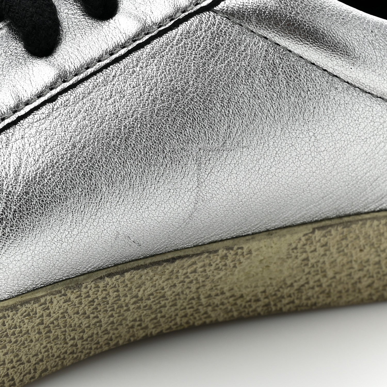 Saint Laurent Metallic Calfskin Womens Court Classic Sneakers 38.5 Silver 10 of 13