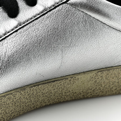 Saint Laurent Metallic Calfskin Womens Court Classic Sneakers 38.5 Silver 10 of 13