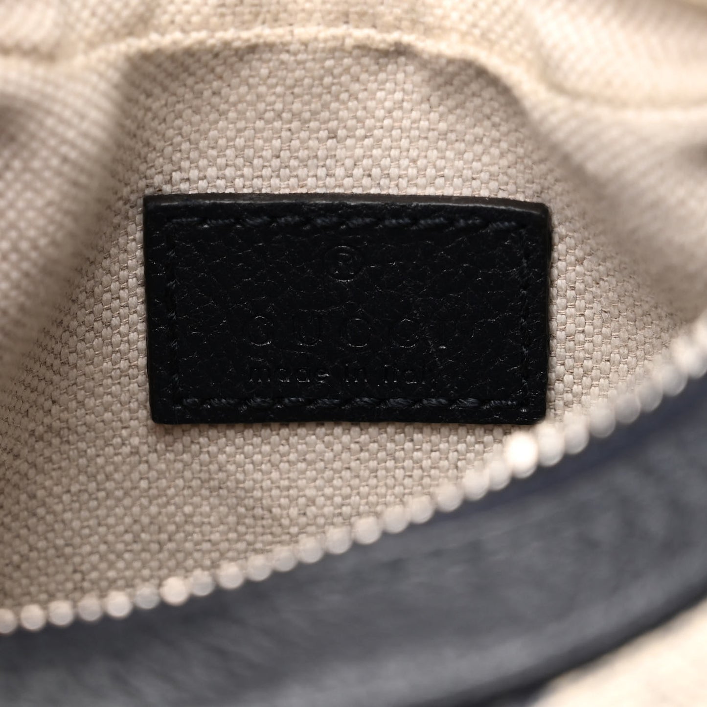 GG Supreme Monogram Textured Calfskin Web Small Attache Shoulder Bag Beige Blue