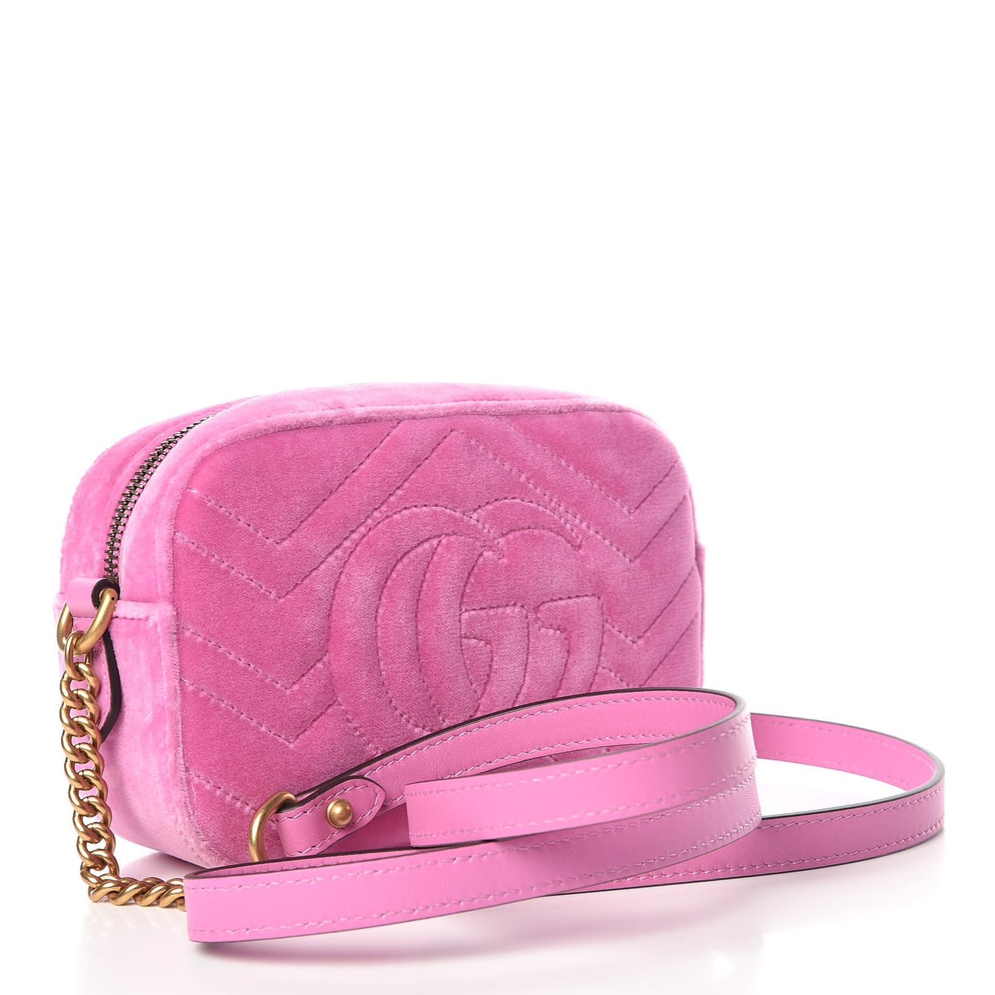 Velvet Matelasse Marquise Crystals Mini GG Marmont Chain Shoulder Bag Malva