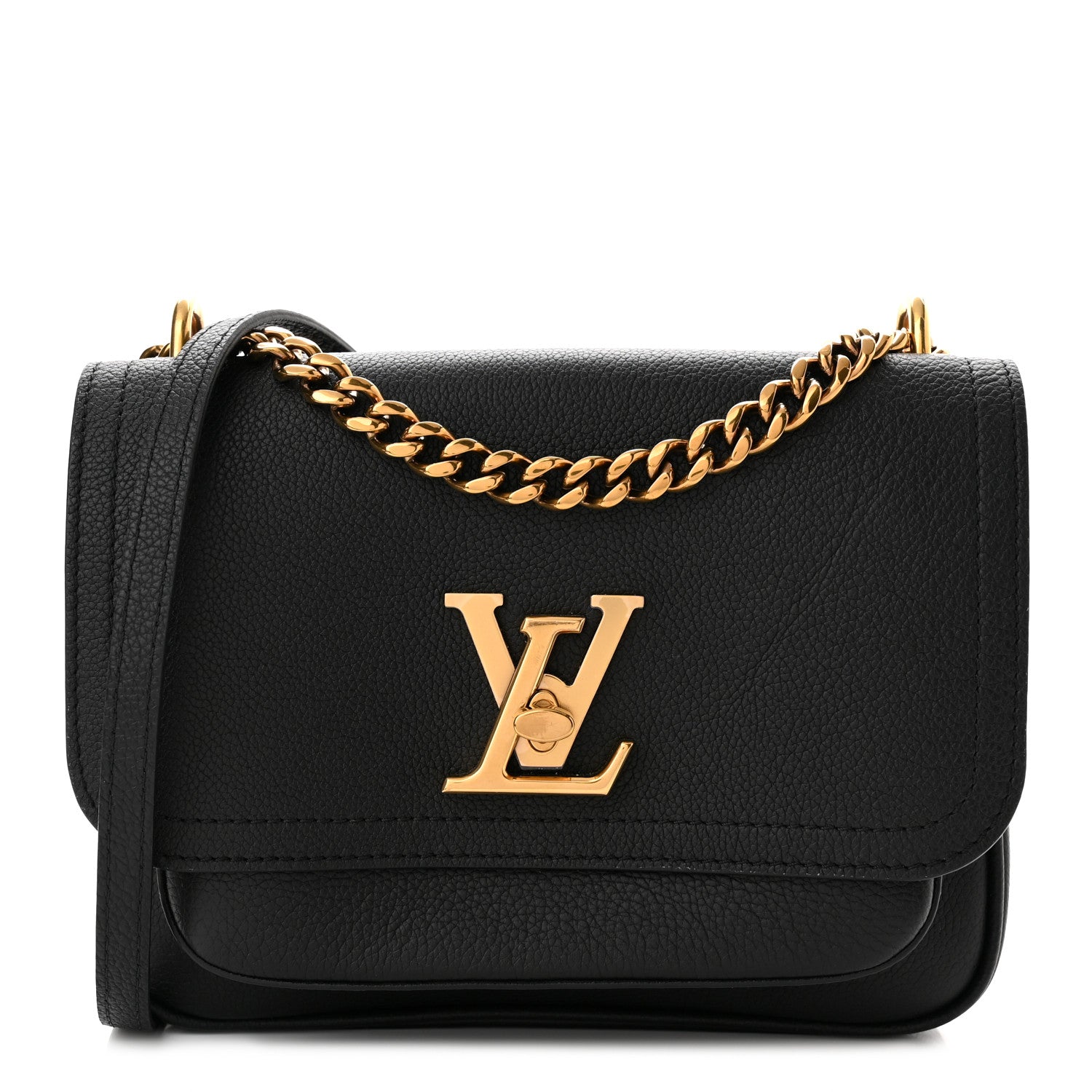 Louis Vuitton Grained Calfskin Lockme Chain Bag PM Black 1 of 9
