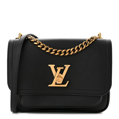 Louis Vuitton Grained Calfskin Lockme Chain Bag PM Black 1 of 9