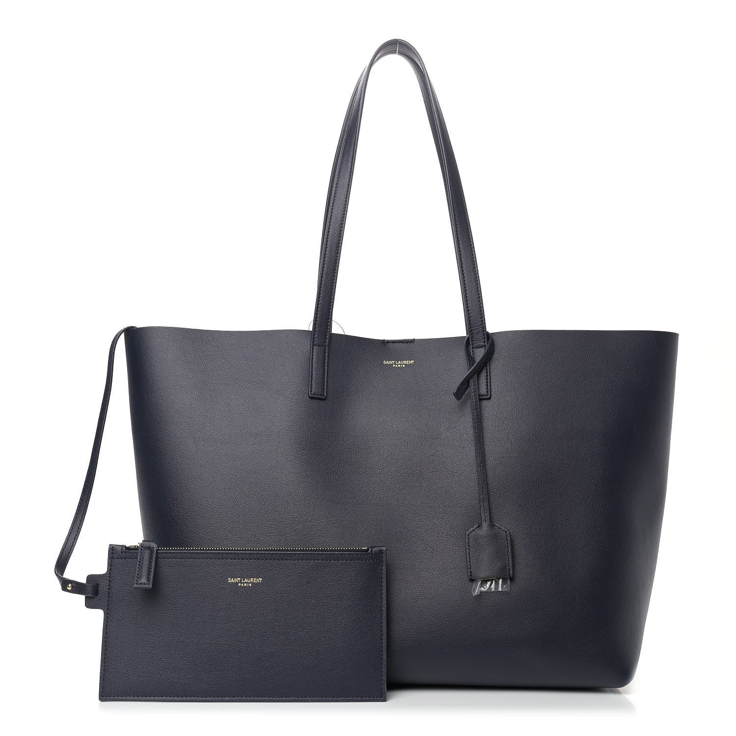 Saint Laurent Calfskin Large Shopping Tote Deep Marine 1 of 11