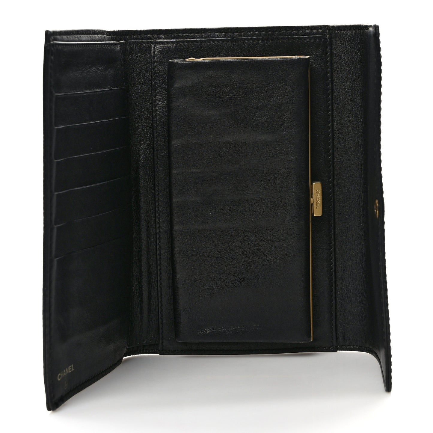 Grained Calfskin CC Flap Wallet Black