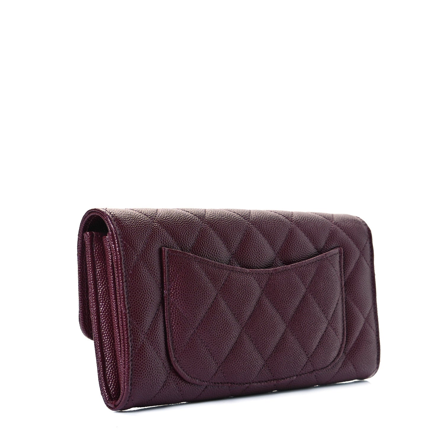Chanel Caviar Quilted Large Gusset Flap Wallet Burgundy 3 of 9