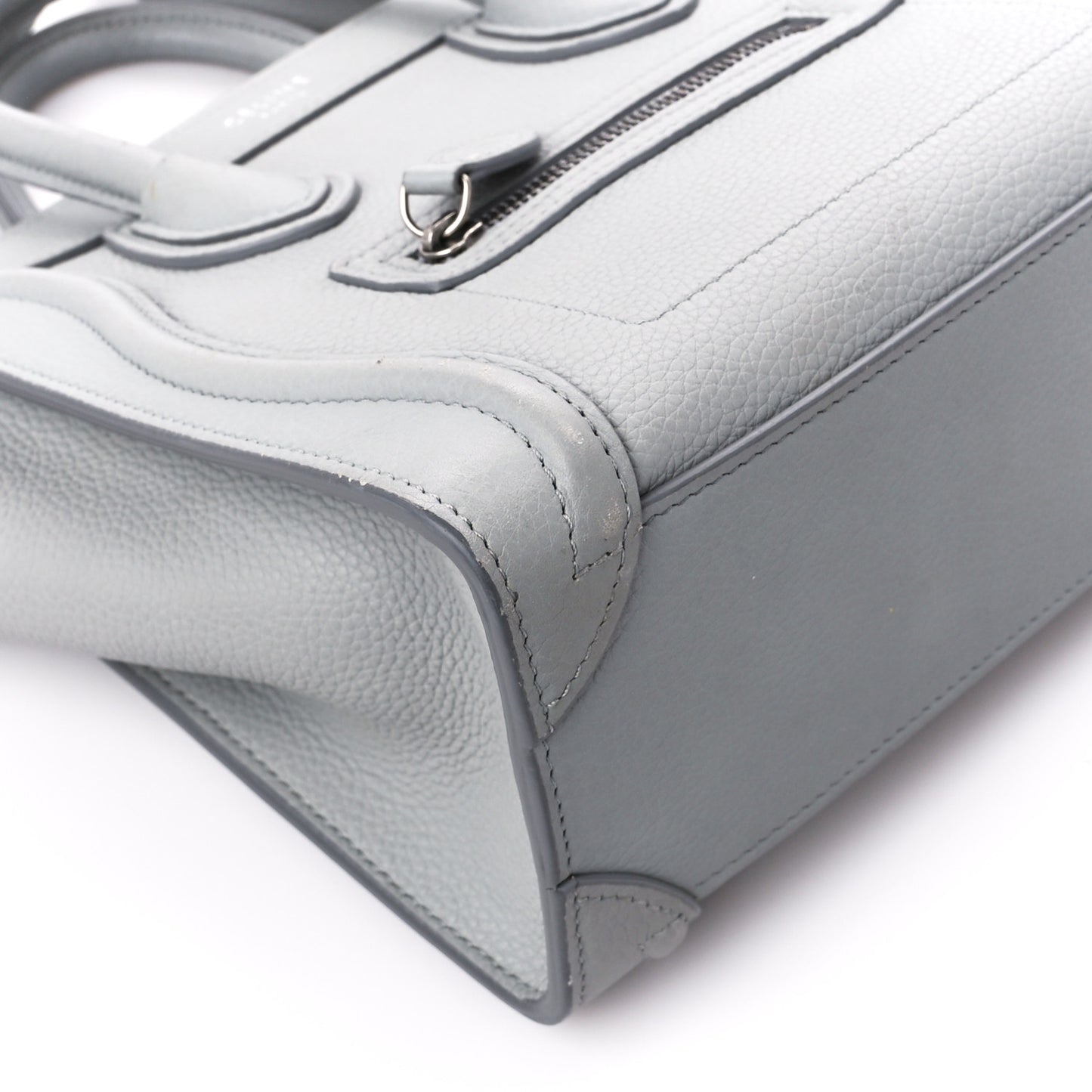 Drummed Calfskin Nano Luggage Pearl Blue