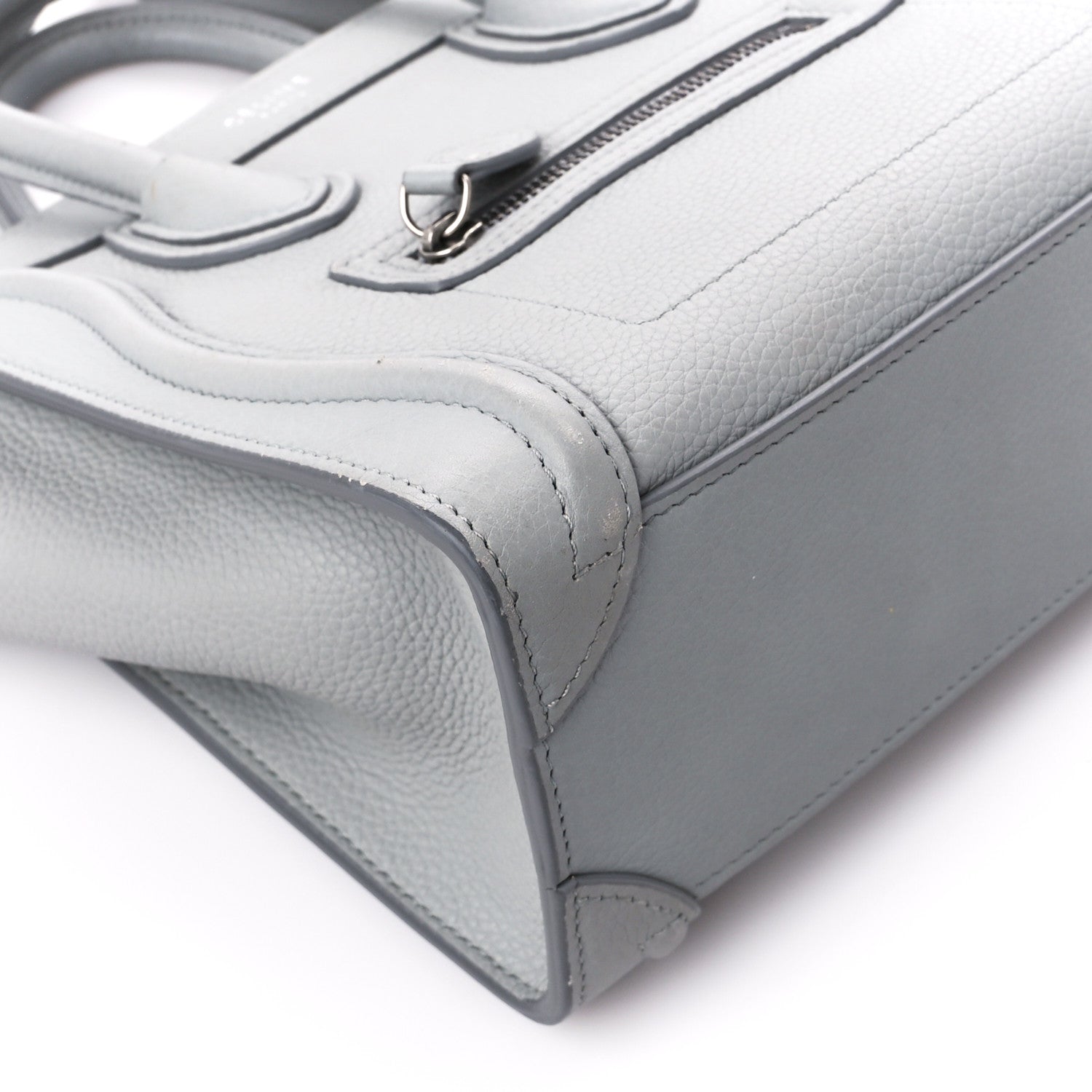 Celine Drummed Calfskin Nano Luggage Pearl Blue 9 of 10