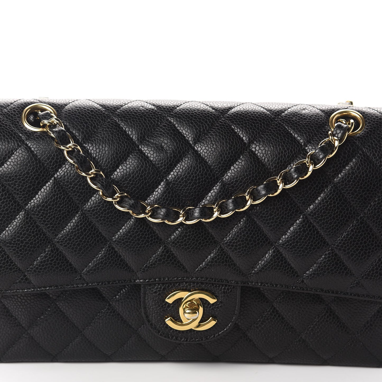 Caviar Quilted Medium Double Flap Black