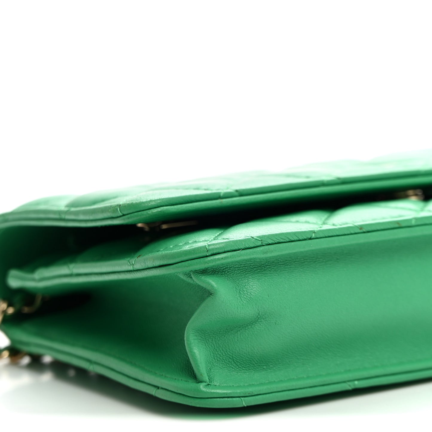 Lambskin Quilted Wallet On Chain WOC Green