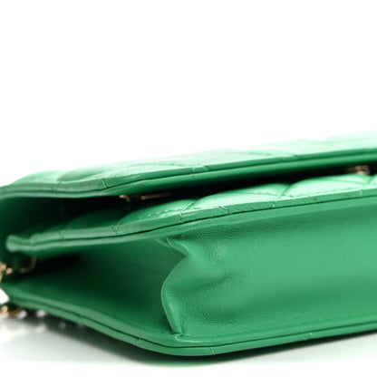 Chanel Lambskin Quilted Wallet On Chain WOC Green 9 of 11