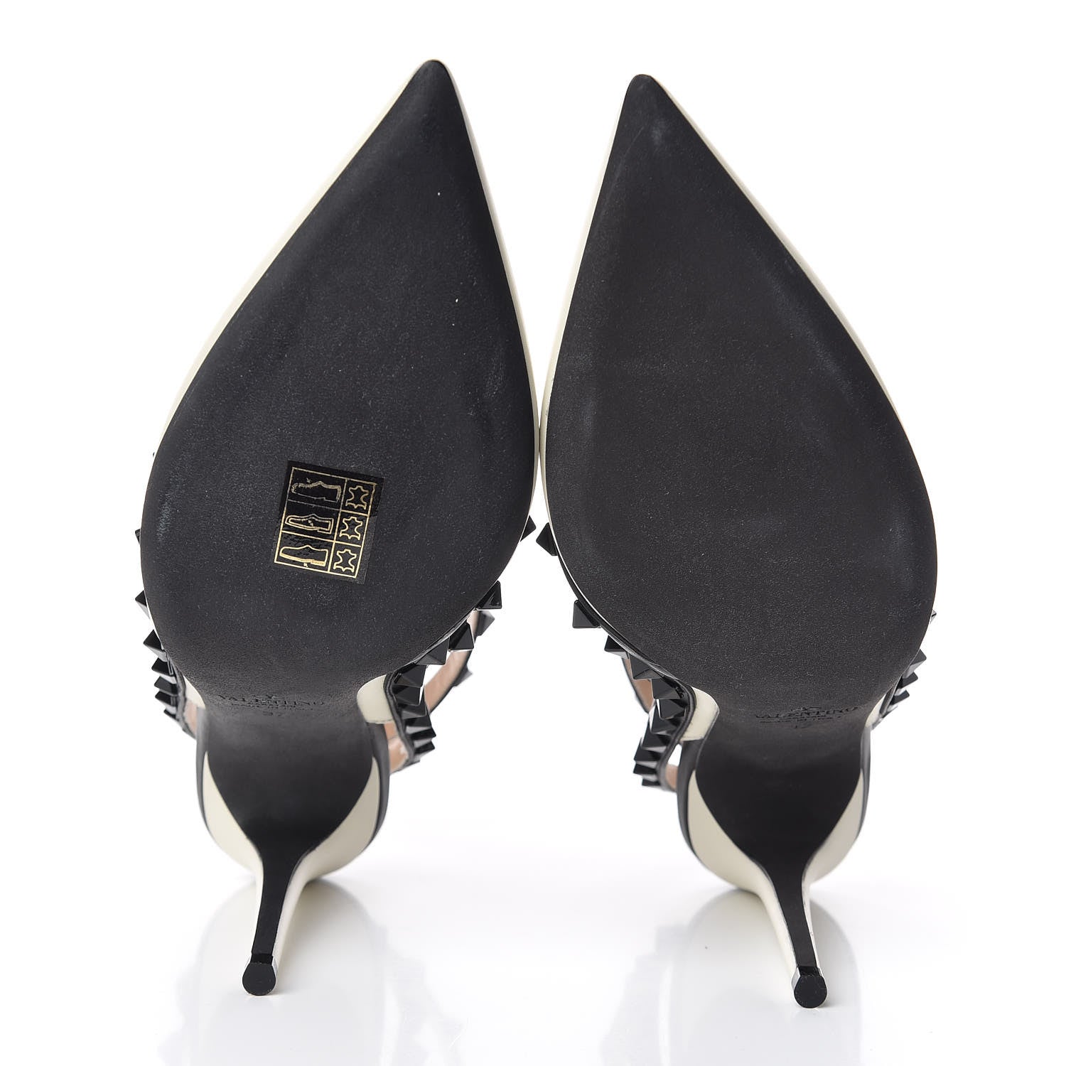 Valentino Garavani Nappa Rockstud Ankle Strap 100mm Pumps 37 Light Ivory Black 5 of 9