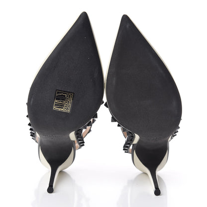 Valentino Garavani Nappa Rockstud Ankle Strap 100mm Pumps 37 Light Ivory Black 5 of 9