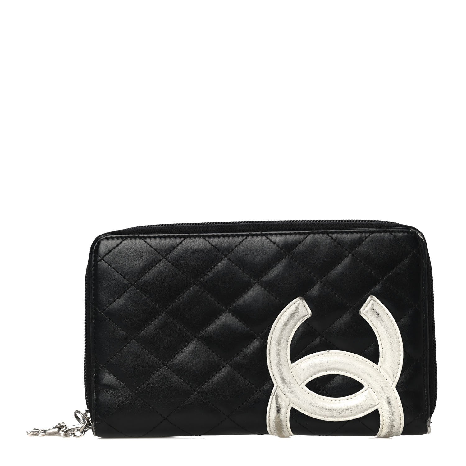 Chanel Calfskin Cambon Zip Around Organizer Wallet Black White 1 of 13