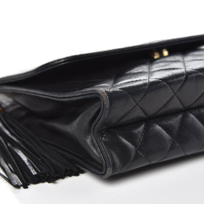 Chanel Lambskin Quilted Tassel Shoulder Flap Bag Black 8 of 15