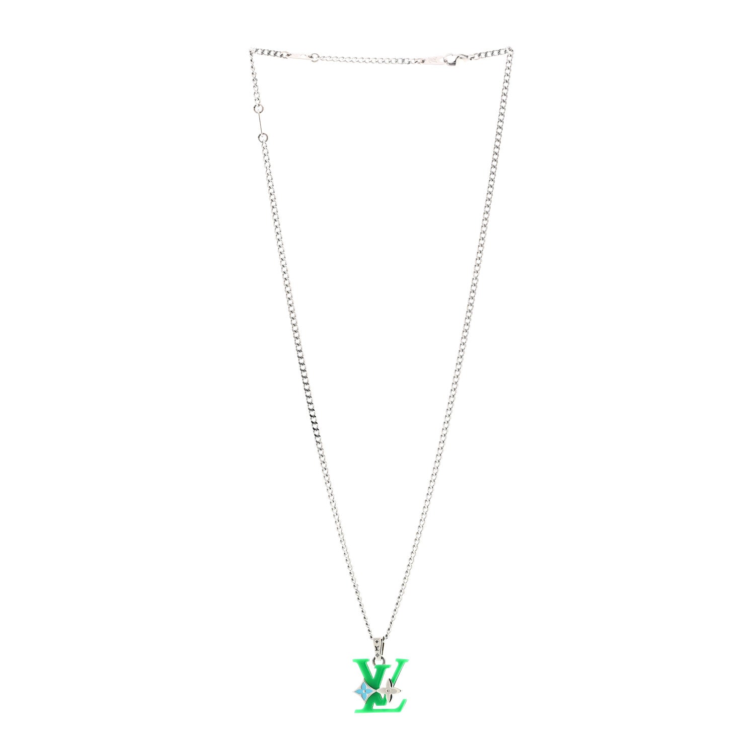 Louis Vuitton Plexiglass Monogram Row Pendant Necklace Green Multicolor 3 of 6