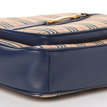 Burberry Smooth Calfskin 1983 Knight Check Link Large Camera Bag Ink Blue 7 of 8