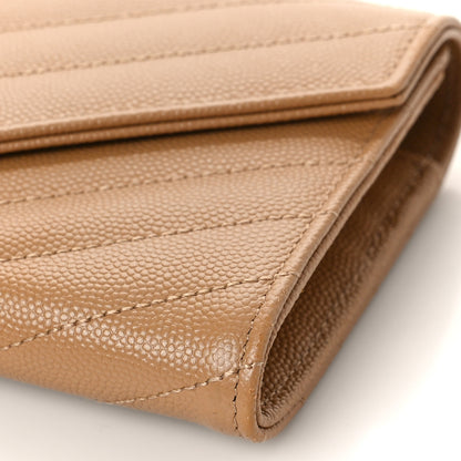Saint Laurent Grain De Poudre Matelasse Chevron Monogram Flap Wallet Cork 8 of 9