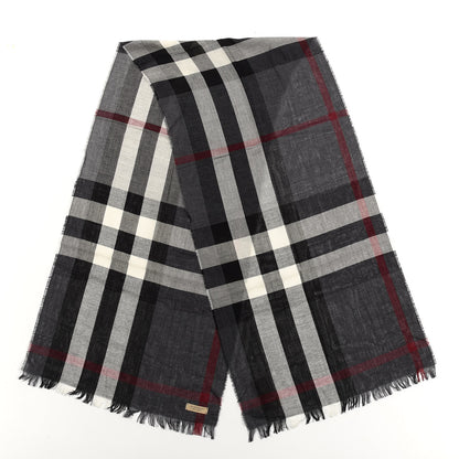 Burberry Wool Cashmere Check Lightweight Scarf Black 2 of 4