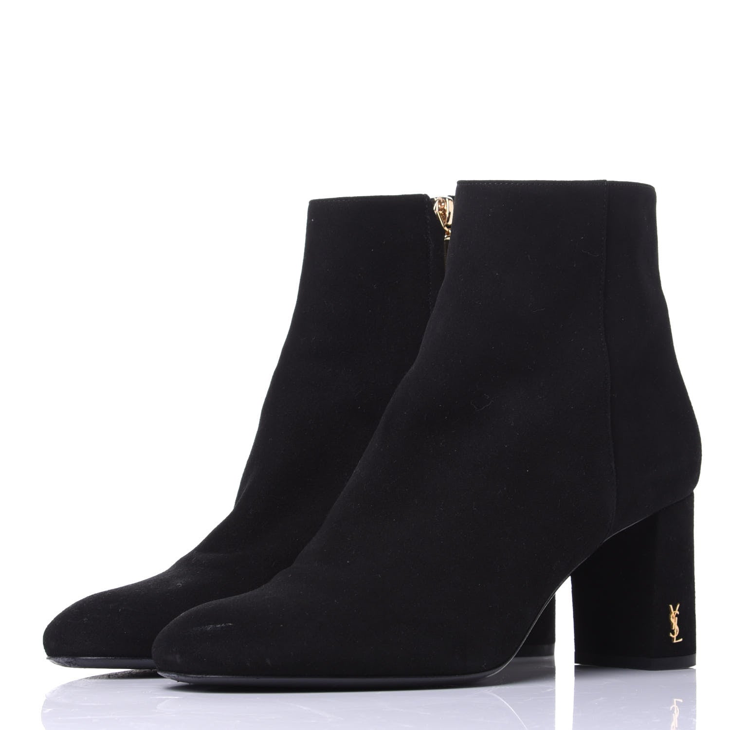 Saint Laurent Kid Scamosciato Loulou 70 Ankle Zip Boot 39 Black 3 of 11