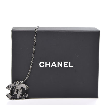 Chanel Ruthenium Globe CC Pendant Necklace Dark Silver 5 of 5