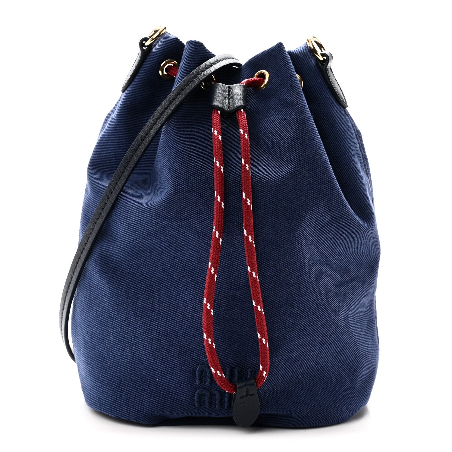 Miu Miu Canvas Gabardine Pouch Bucket Bag Indaco Amaranto 1 of 9