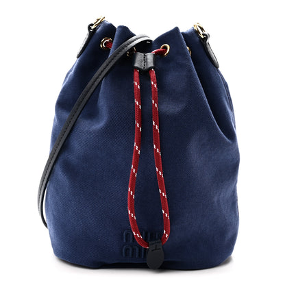 Miu Miu Canvas Gabardine Pouch Bucket Bag Indaco Amaranto 1 of 9