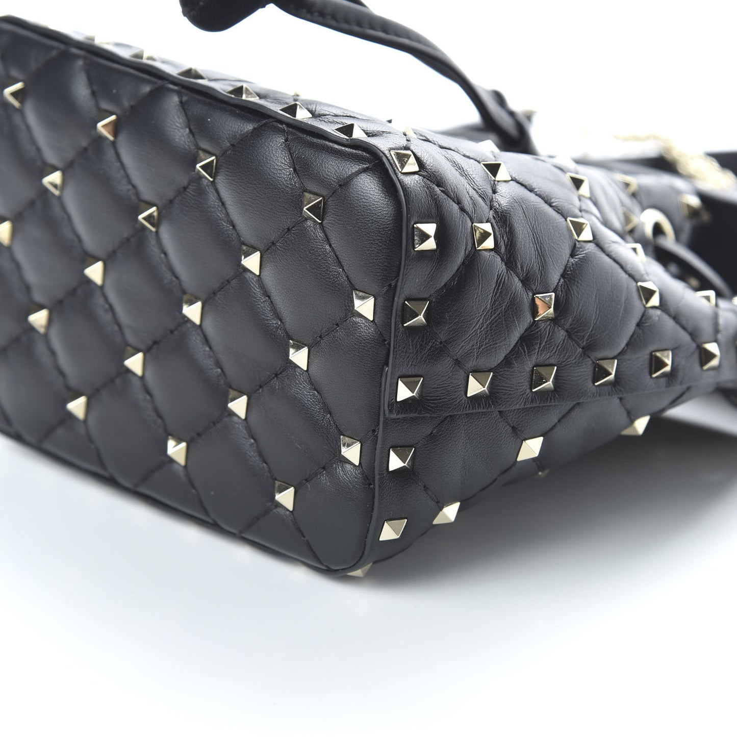 Nappa Mini Rockstud Spike Bucket Bag Black