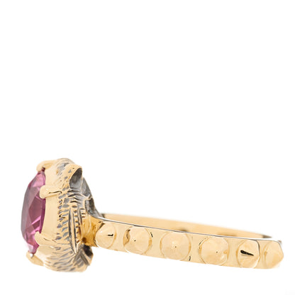 Gucci 18K Yellow Gold Pink Tourmaline Le Marché Des Merveilles Feline Ring 49 4.75 4 of 8