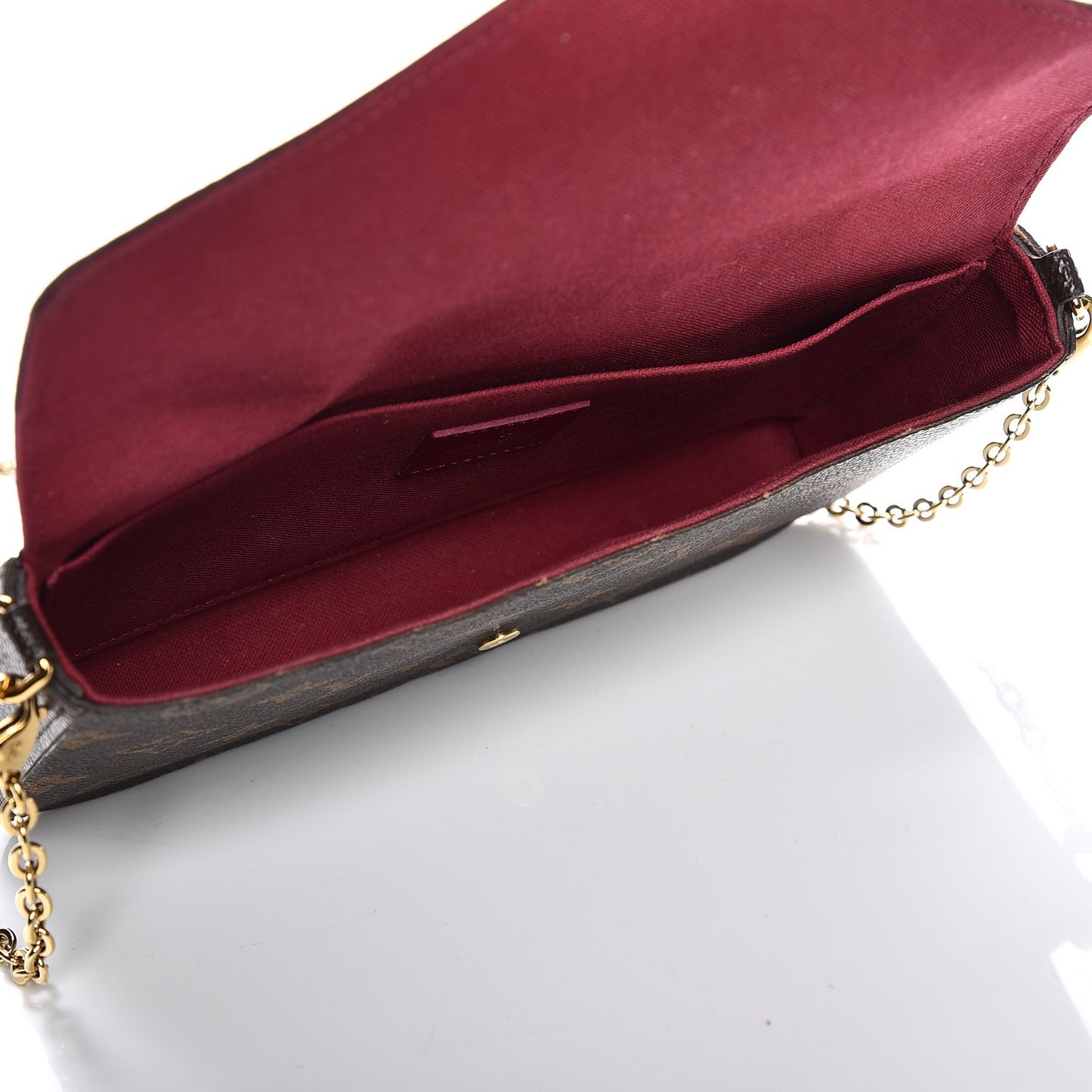 Monogram Pochette Felicie Chain Wallet Fuchsia