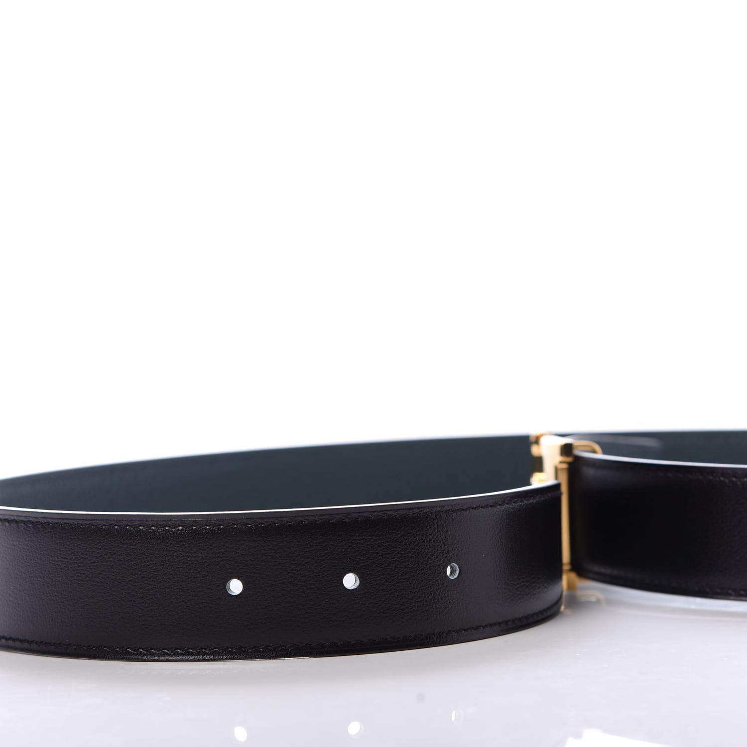 Hermes Swift Togo 32mm H Belt 85 Black Vert Cypress 4 of 4