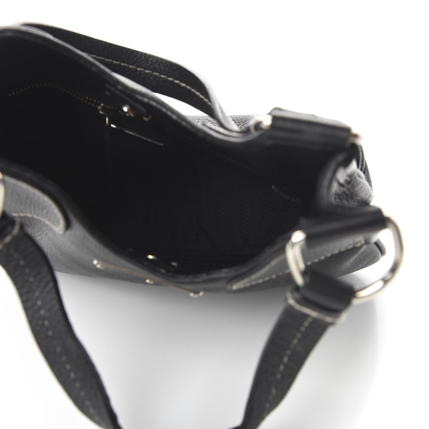 Prada Vitello Daino Shoulder Bag Black 5 of 9