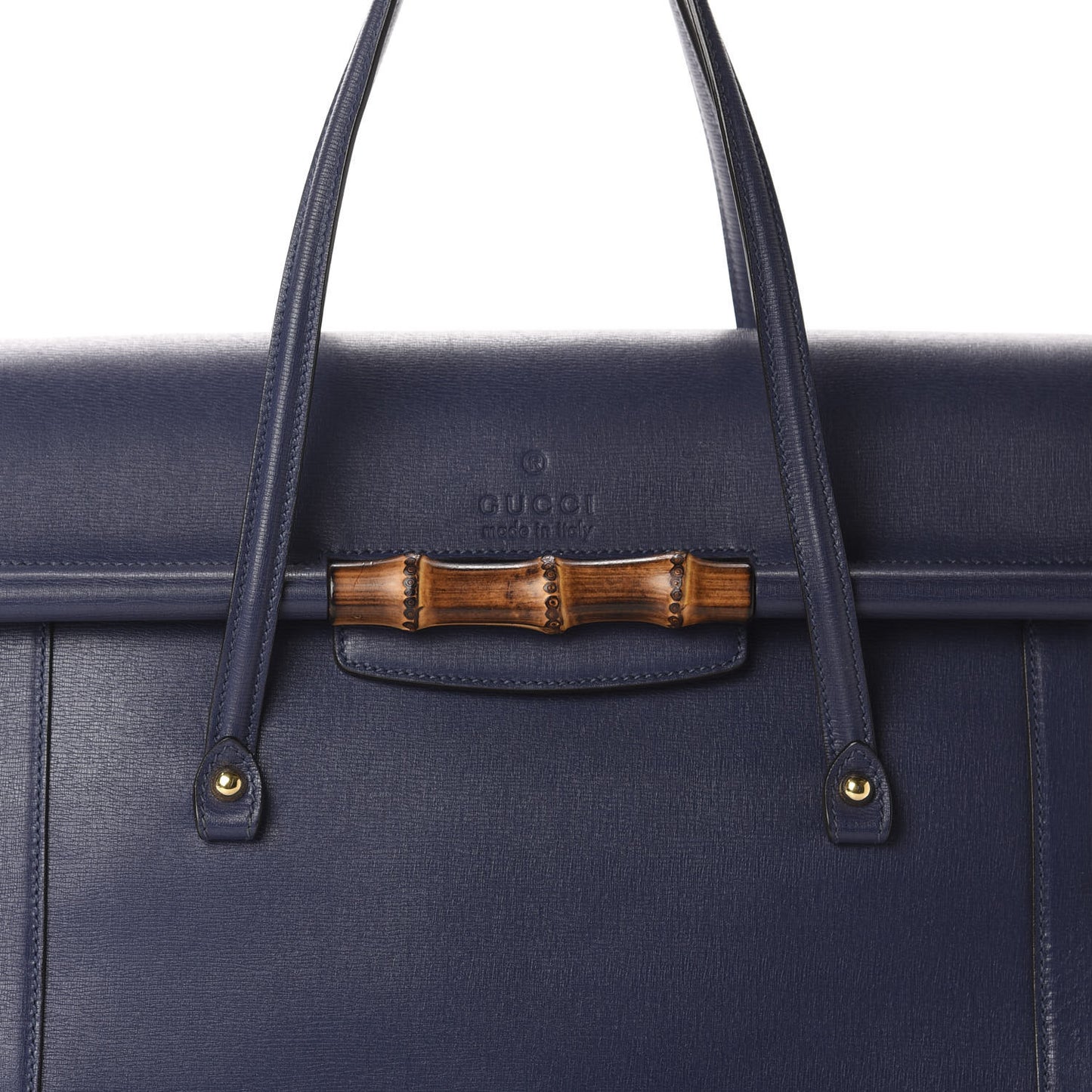 Calfskin Bamboo Bullet Top Handle Bag Uniform Blue