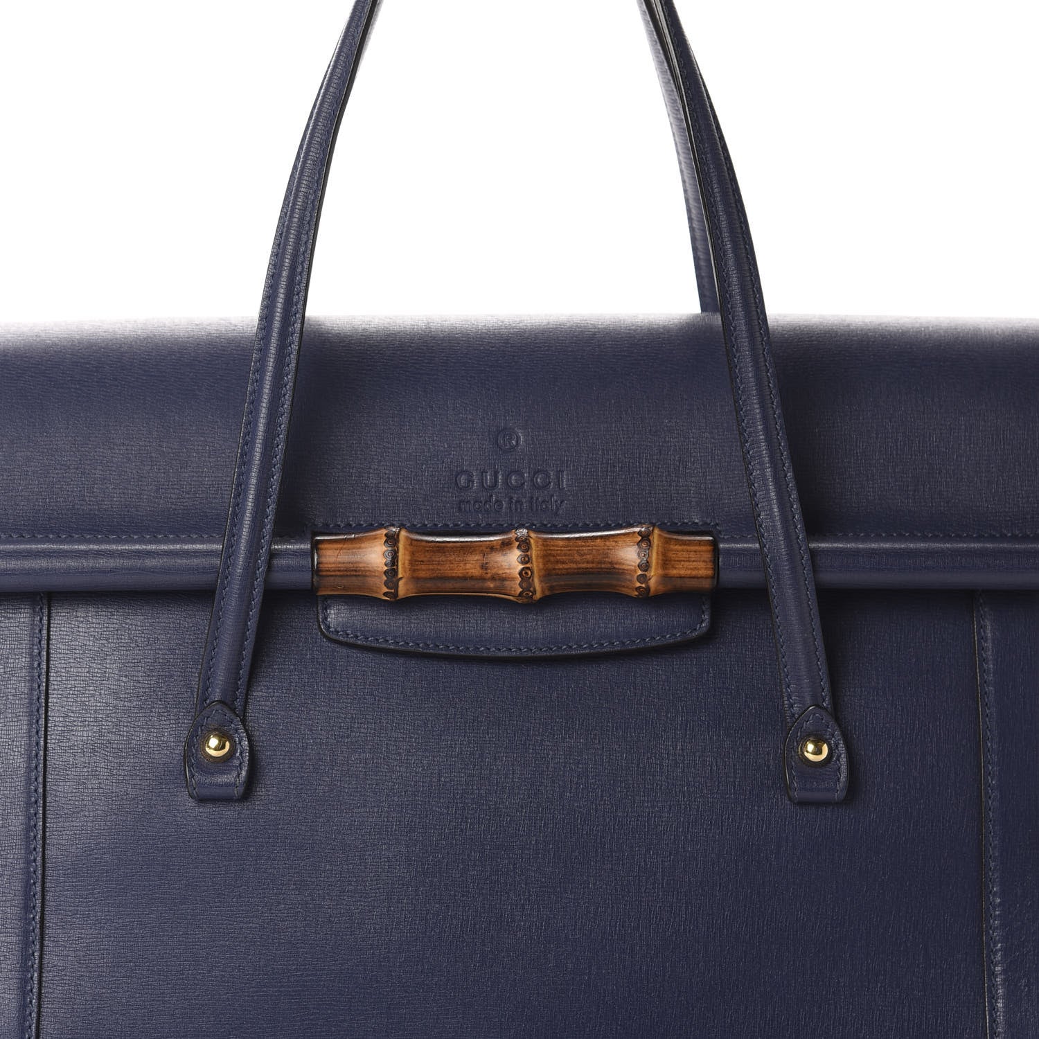 Gucci Calfskin Bamboo Bullet Top Handle Bag Uniform Blue 12 of 12