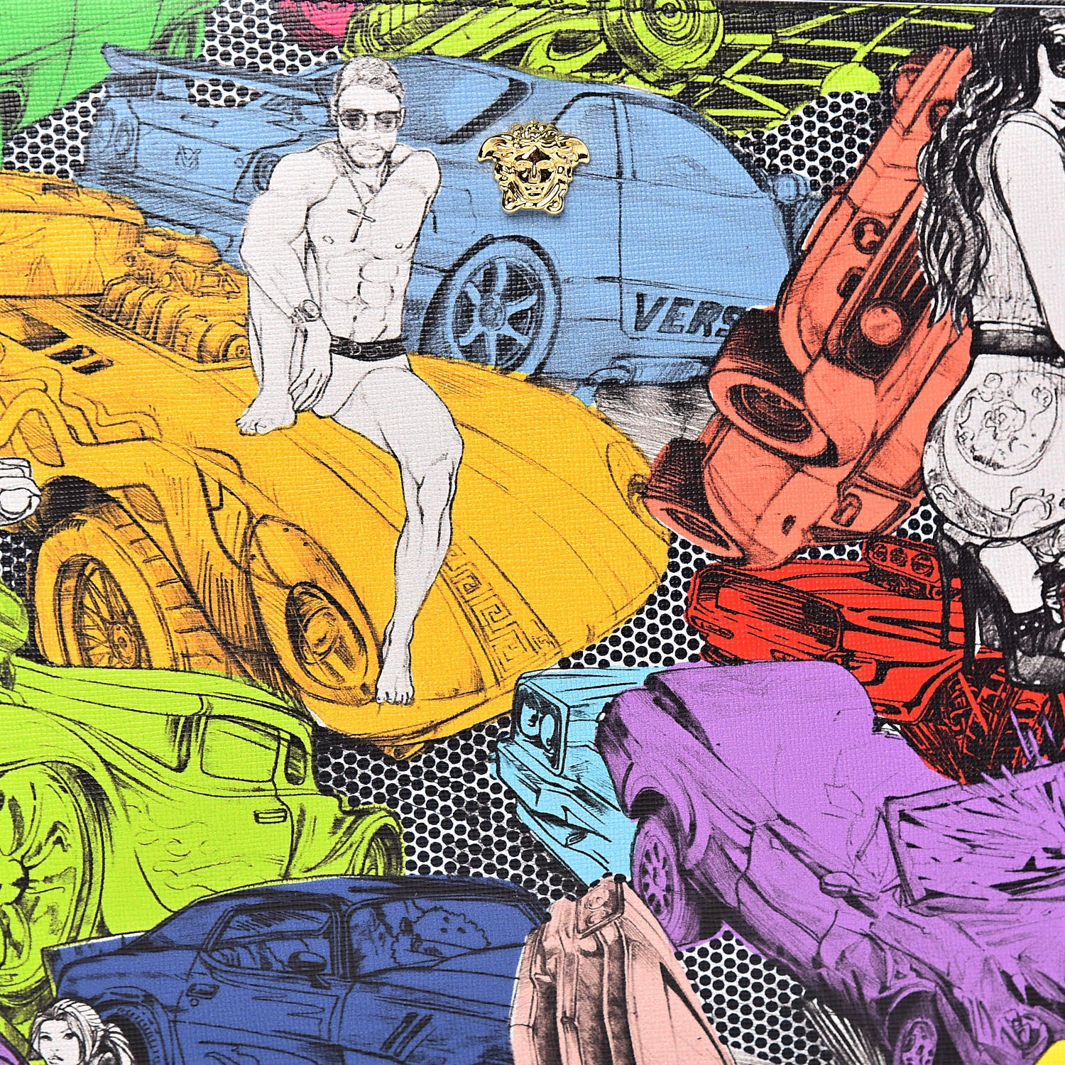 Versace Vitello Saffiano Print St.Machine Pouch Black Multicolor 7 of 7