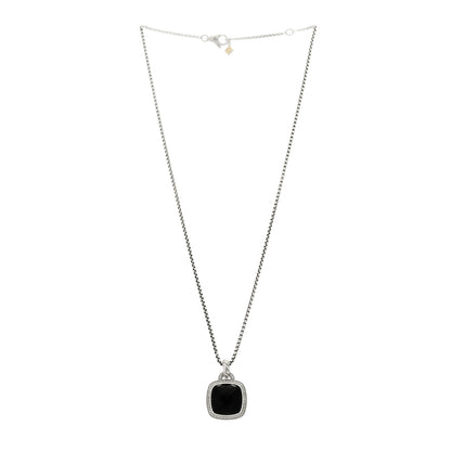 David Yurman Sterling Silver 14K Yellow Gold Diamond Black Onyx 14mm Albion Pendant Necklace 3 of 5
