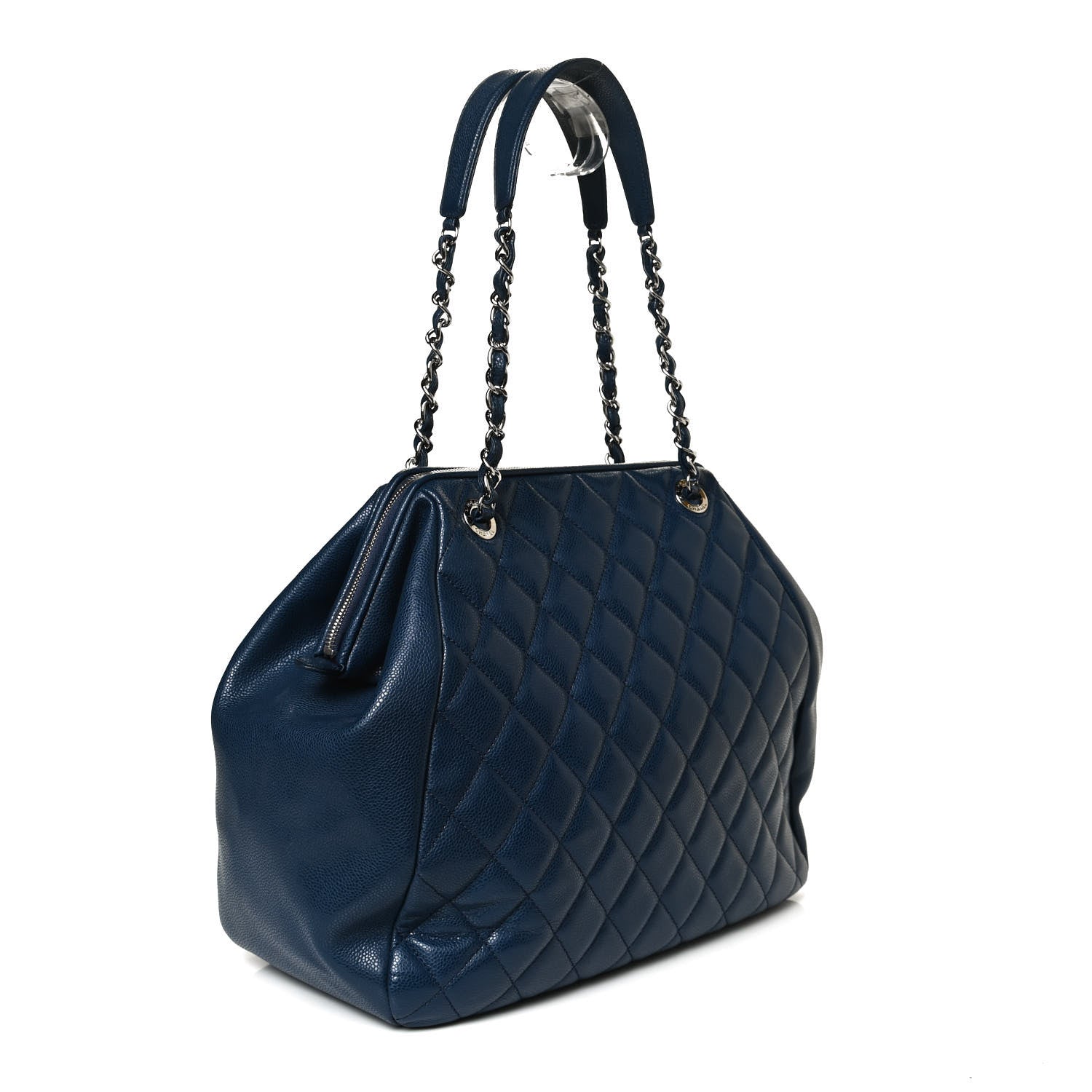 Chanel Caviar Quilted Framed Bowling Bag Blue 2 of 12