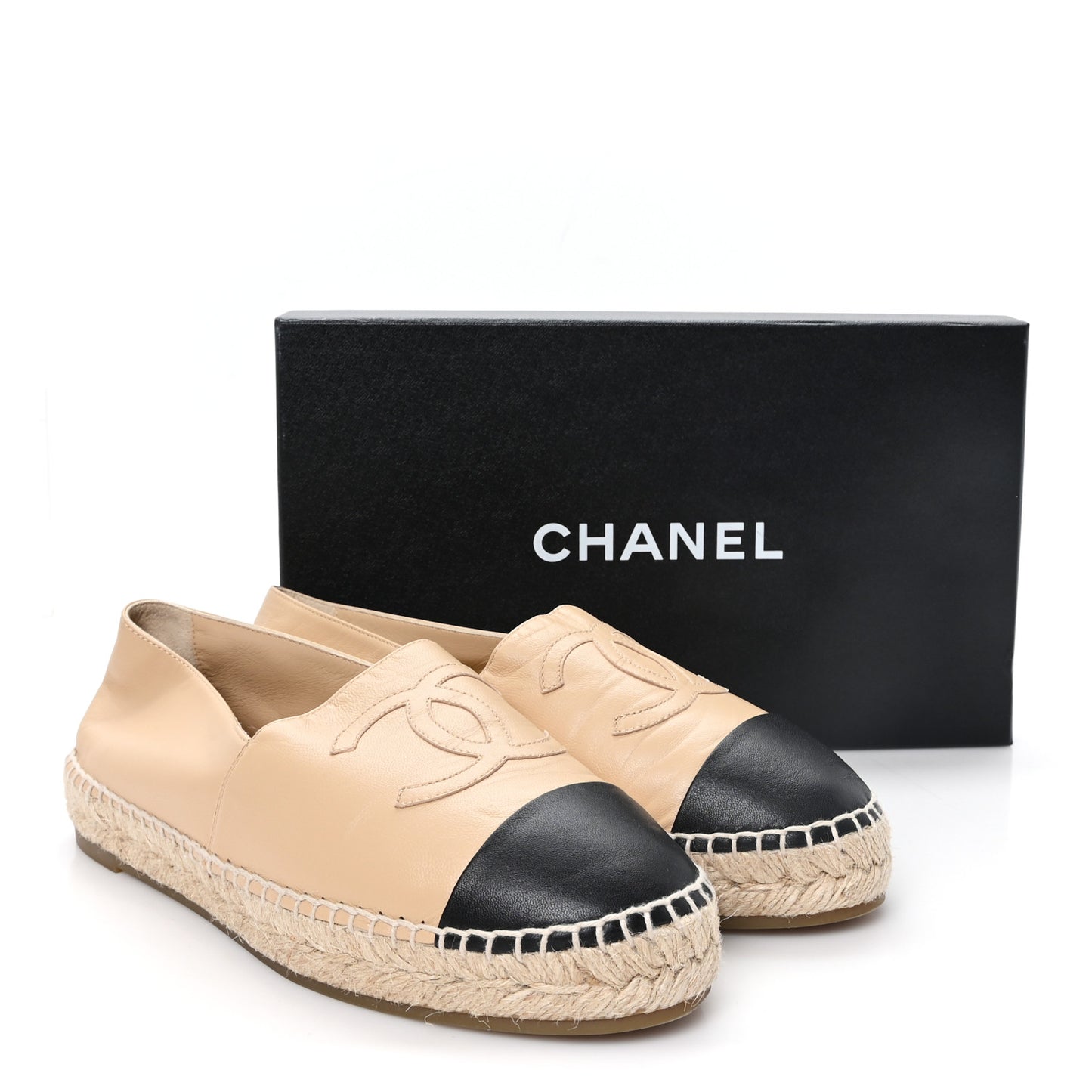 Lambskin CC Espadrilles 40 Beige Black