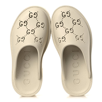 Gucci Rubber GG Monogram Perforated Elea Platform 55mm Lug Sole Sandals 35 Mystic White 2 of 10