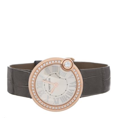 Cartier 18K Pink Gold Alligator Diamond Bezel 30mm Ballon Blanc De Cartier Quartz Watch 2 of 6