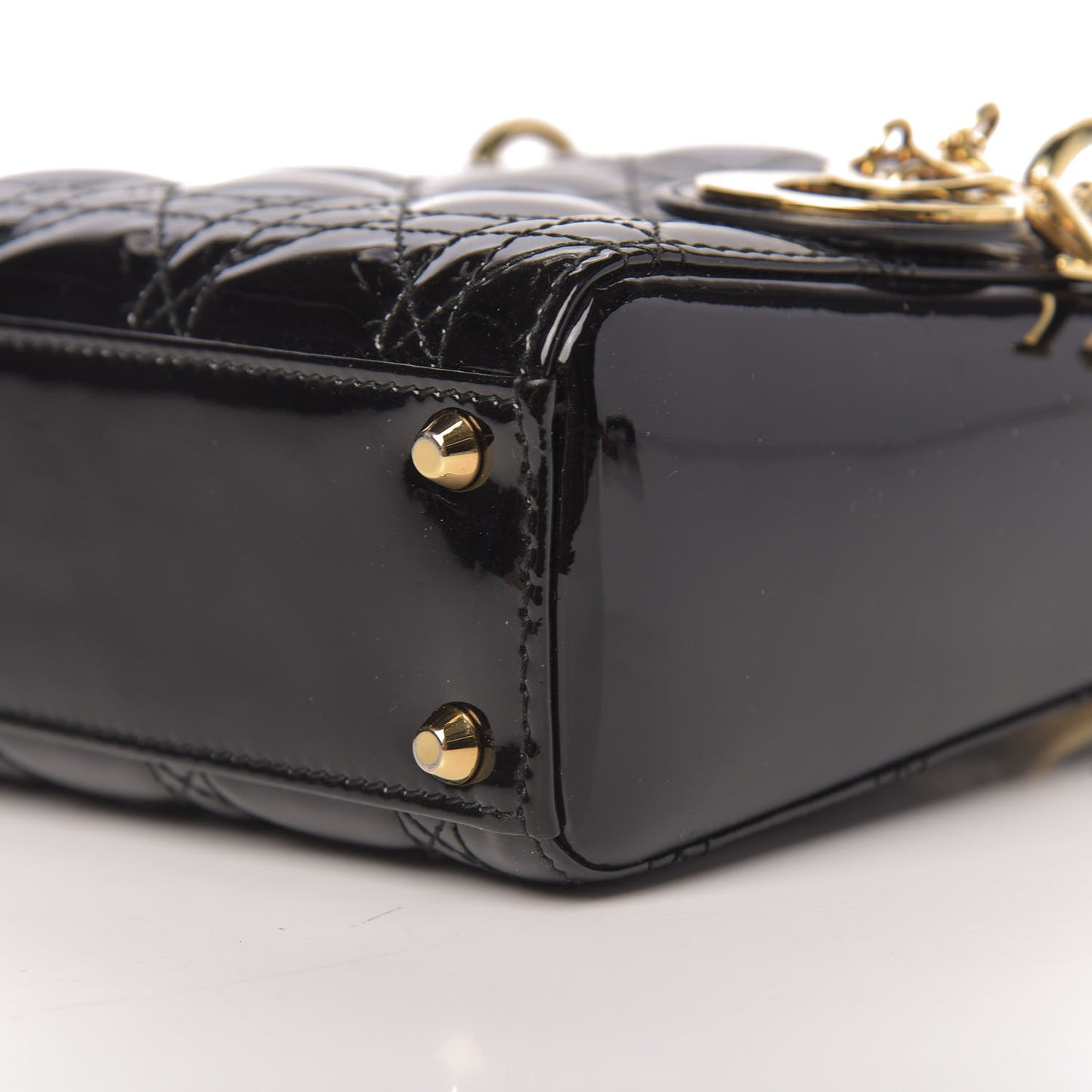Patent Cannage Mini Lady Dior Black