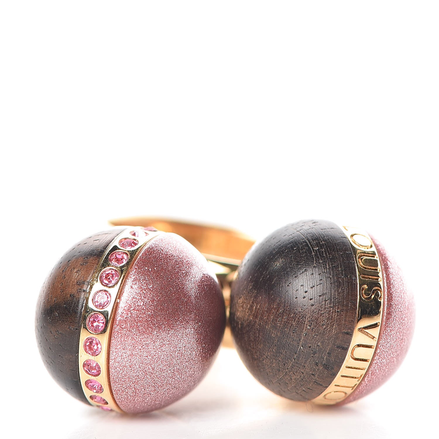 Louis Vuitton Wood Enamel Ball Ring Set 6.5 Brown Pink 4 of 12