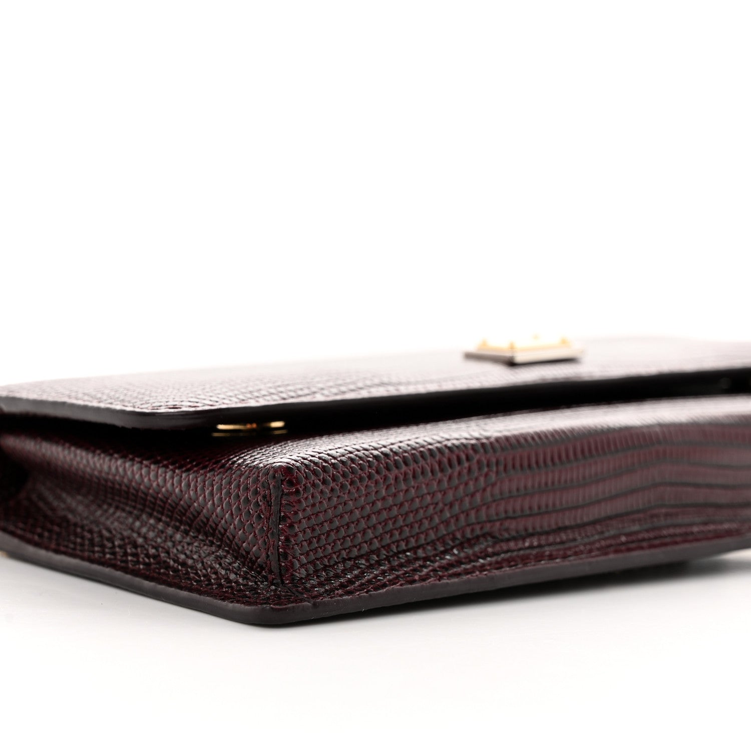 Dolce & Gabbana Iguana Calfskin Embossed Mini Miss Sicily Chain Wallet Burgundy 8 of 11