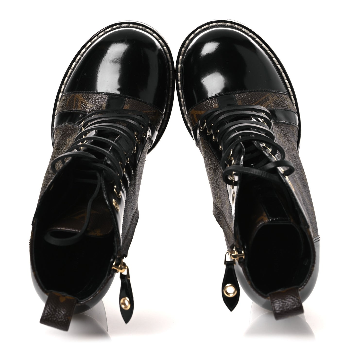 Patent Calfskin Monogram Star Trail Ankle Boots 40 Black